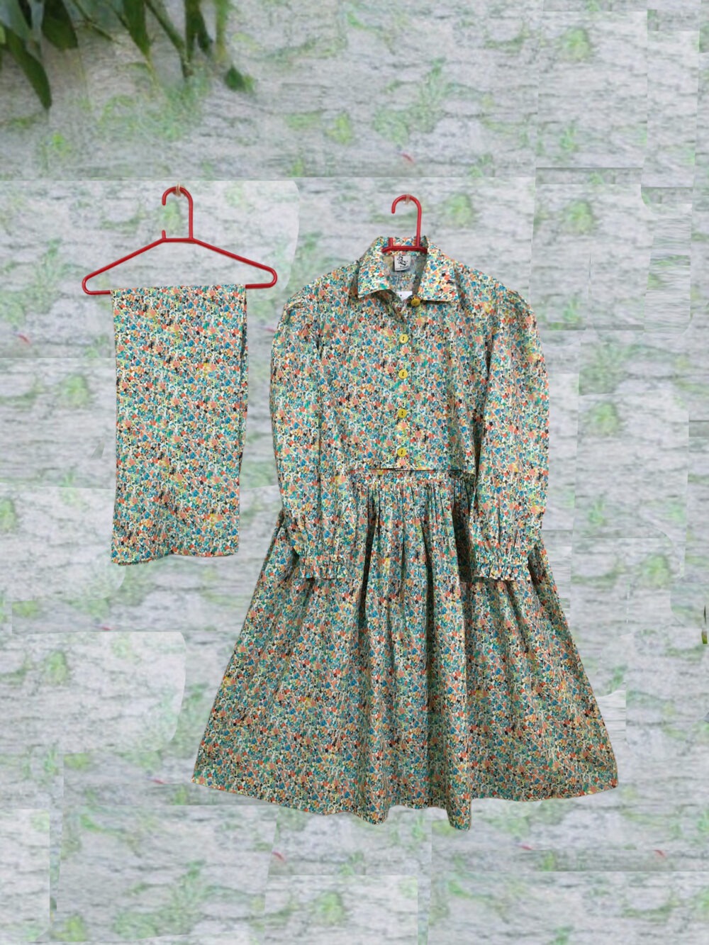 SC-0009 women’s two piece cotton front open coaty with sleeveless frock suit - Image 4