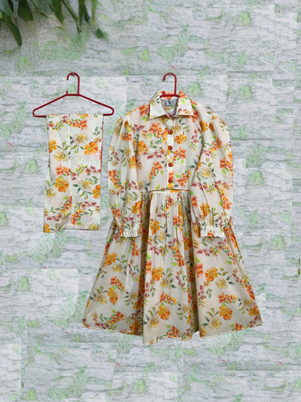 SC-0009 women’s two piece cotton front open coaty with sleeveless frock suit - Image 3