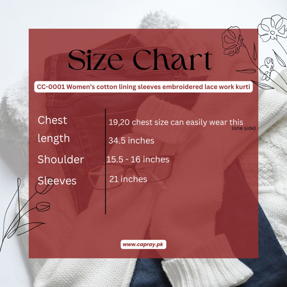 CC-0001 women’s cotton lining sleeves embroidered lace work kurti - Image 4