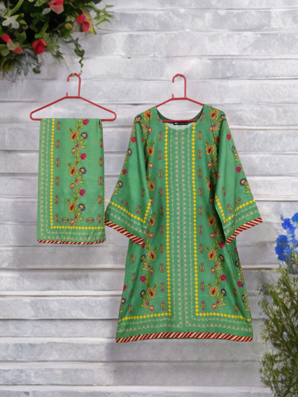 SC-0001 women’s two piece Swiss lawn printed kurti with palazzo suit - Image 2