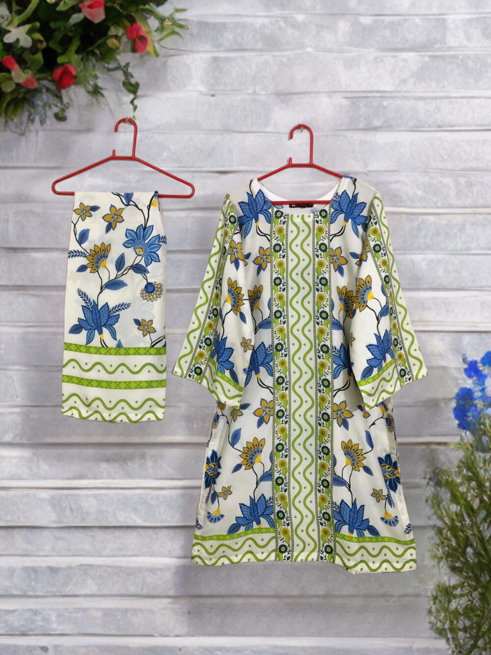SC-0001 women’s two piece Swiss lawn printed kurti with palazzo suit