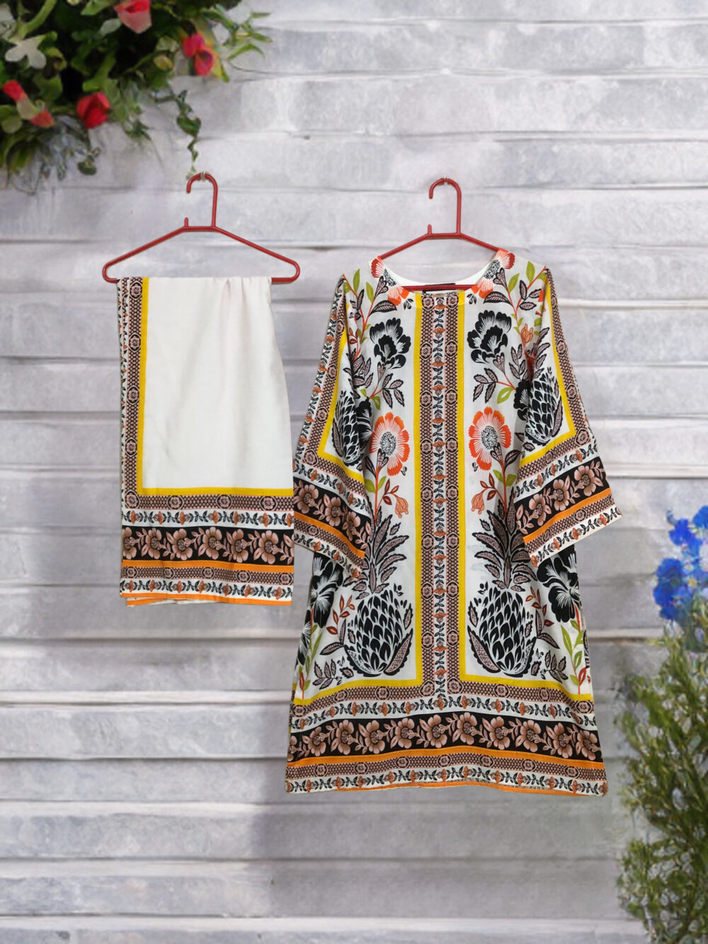 SC-0001 women’s two piece Swiss lawn printed kurti with palazzo suit - Image 3