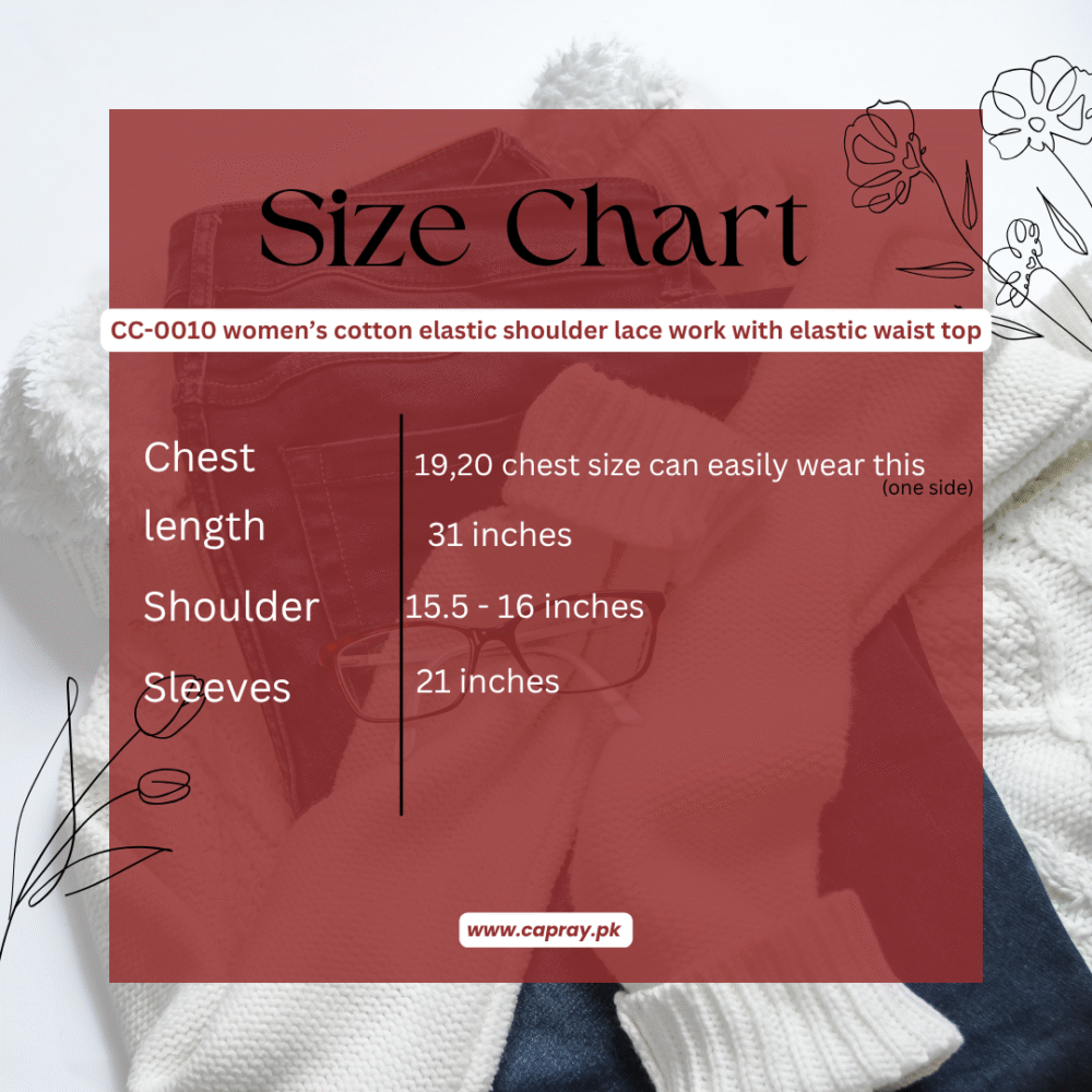 CC-0010 Women’s cotton elastic shoulder lace with elastic waist top - Image 4