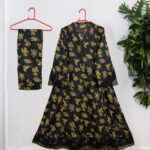 SC-0013 women’s two piece lawn sleeves and border tissue embroidered long frock suit