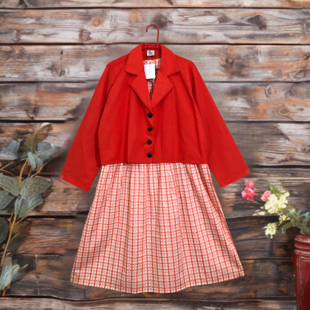 CC-0005 Women’s cotton solid coaty with printed sleeves frock - Image 2
