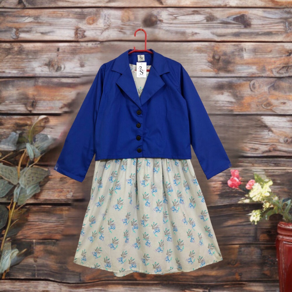 CC-0005 Women’s cotton solid coaty with printed sleeves frock - Image 4
