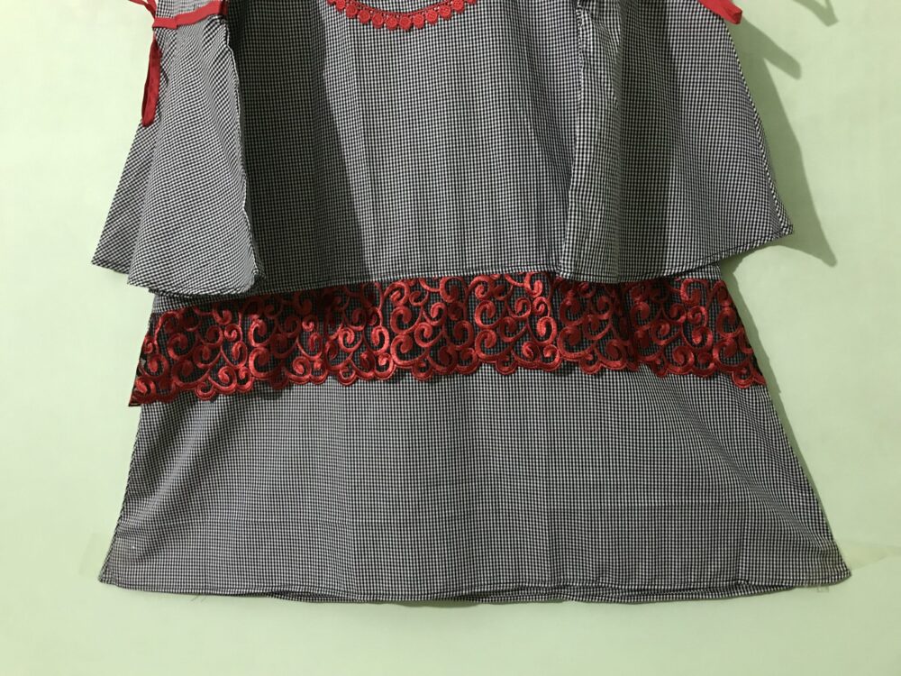 CC-0014 women’s cotton check front dori border lace kurti - Image 3