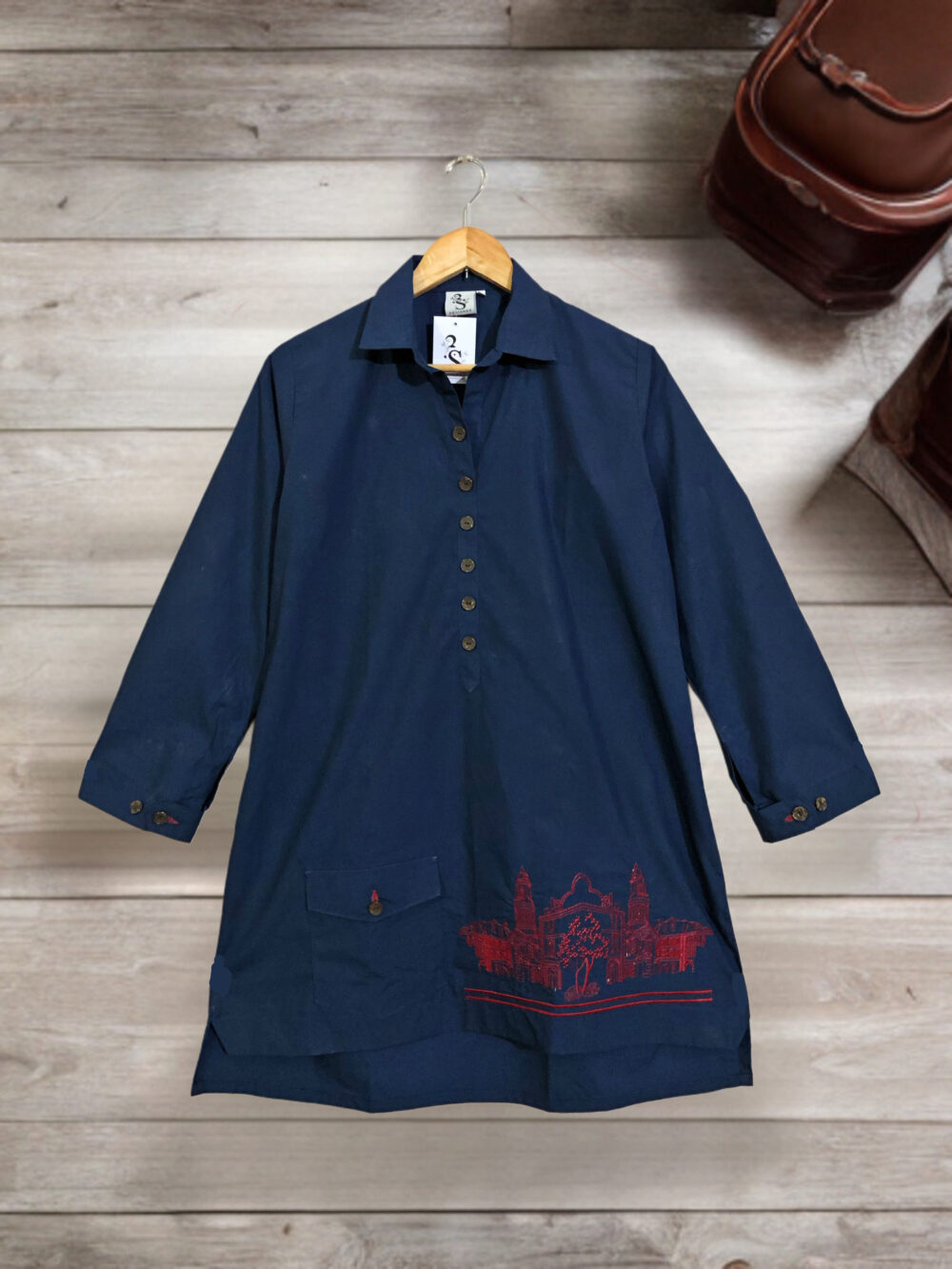 CC-0003 women’s cotton front button border pocket embroidered kurti - Image 5