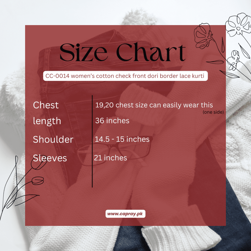 CC-0014 women’s cotton check front dori border lace kurti - Image 4