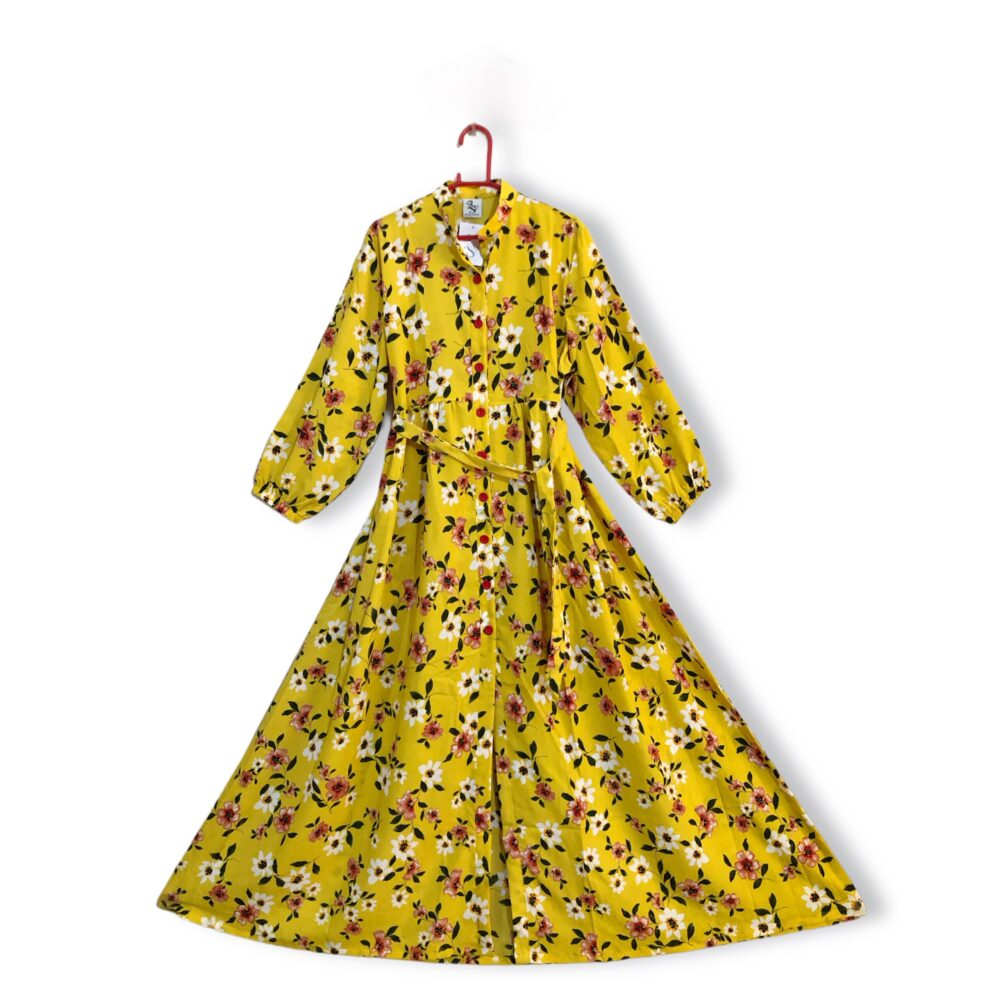 MC-0002 women’s georgette printed front open elastic back with belt maxi - Image 4