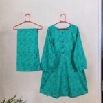 SC-0016 women’s two piece lawn printed front button round border palazzo suit