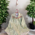 SC-0008 women’s two piece cotton lining embroidered top with trouser suit