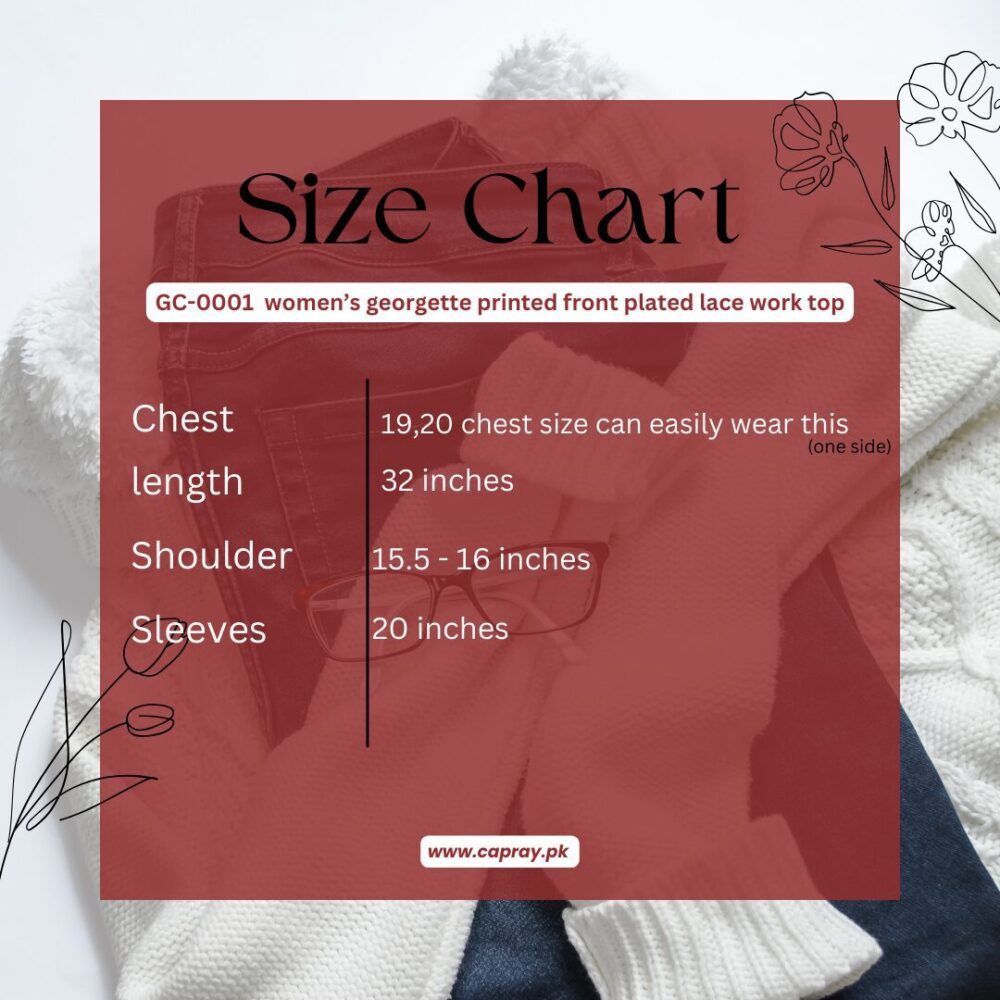 GC-0001 women’s georgette printed front plated lace work top - Image 6