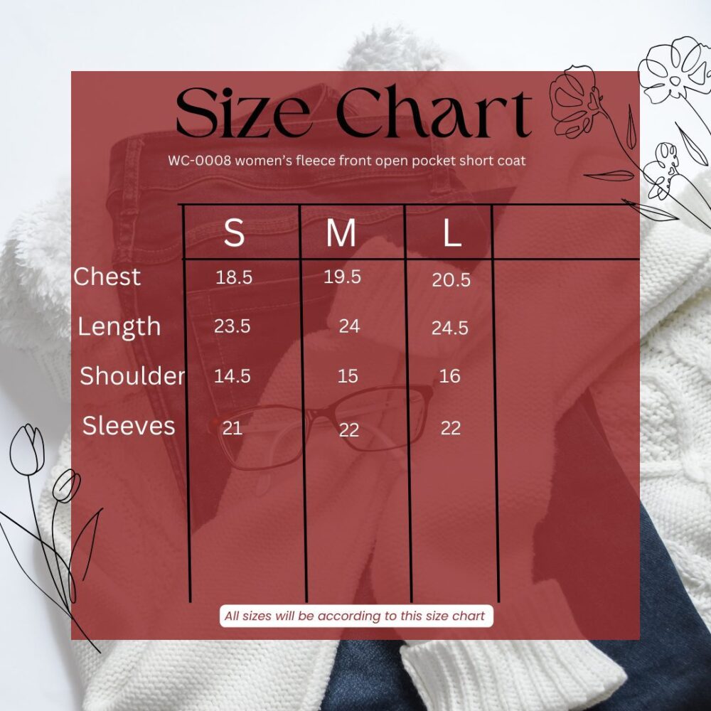 WC-0008 women’s fleece front open pocket short coat - Image 4