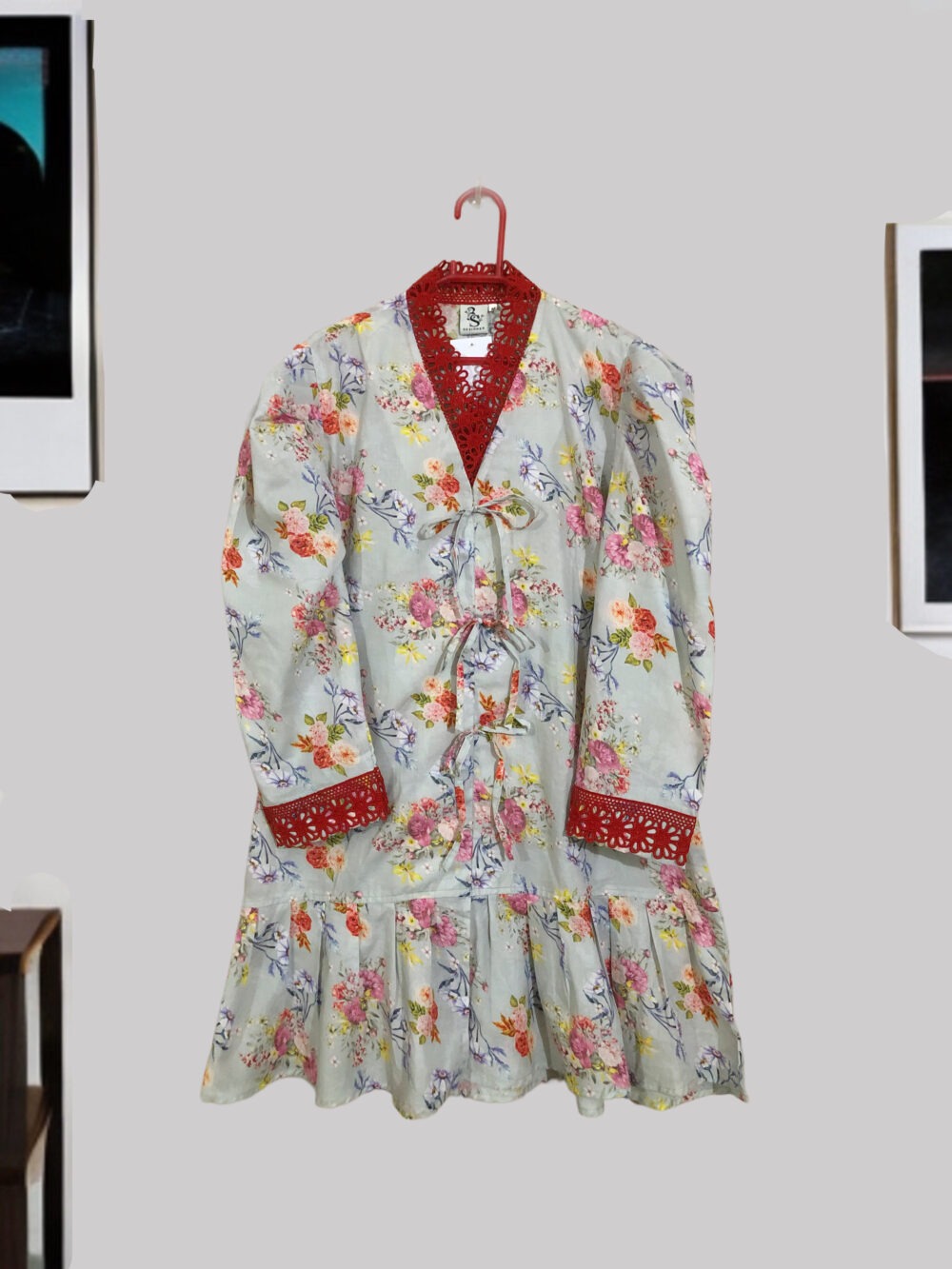 LW-0005 Women’s lawn printed lace work with dori frill top - Image 4