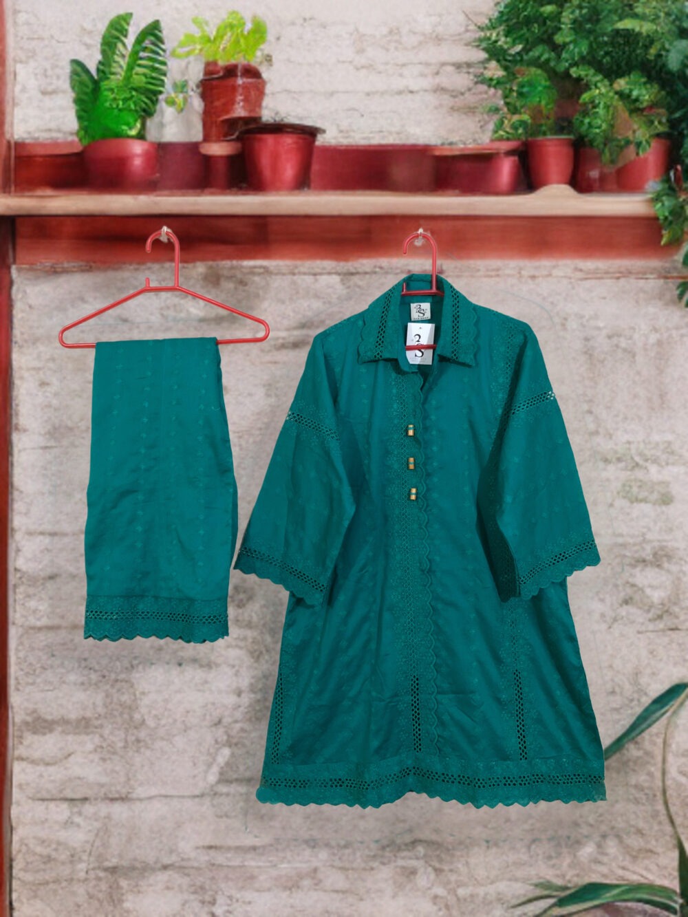 SC-0017 women’s two piece lawn front button chikankari suit - Image 5