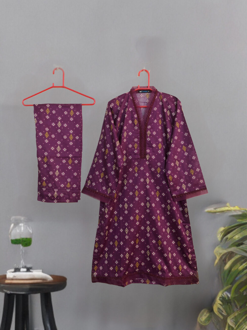 SC-0019 women’s two piece lawn printed tissue lace work suit - Image 3