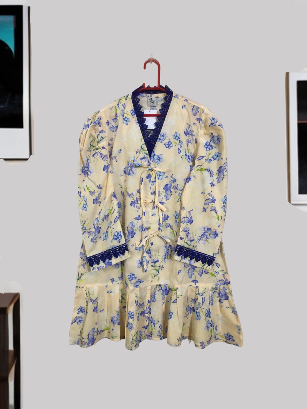LW-0005 Women’s lawn printed lace work with dori frill top