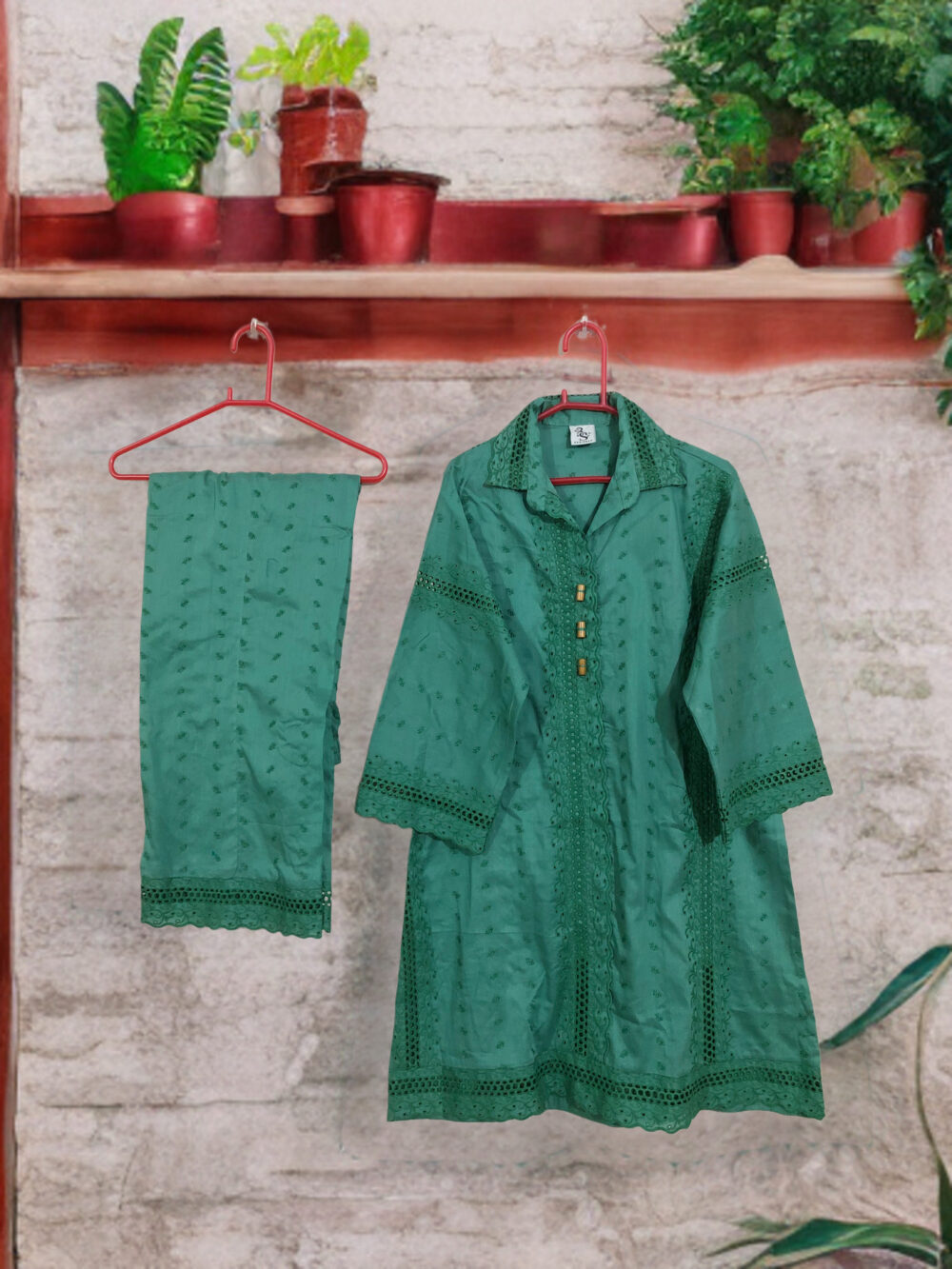 SC-0017 women’s two piece lawn front button chikankari suit - Image 2