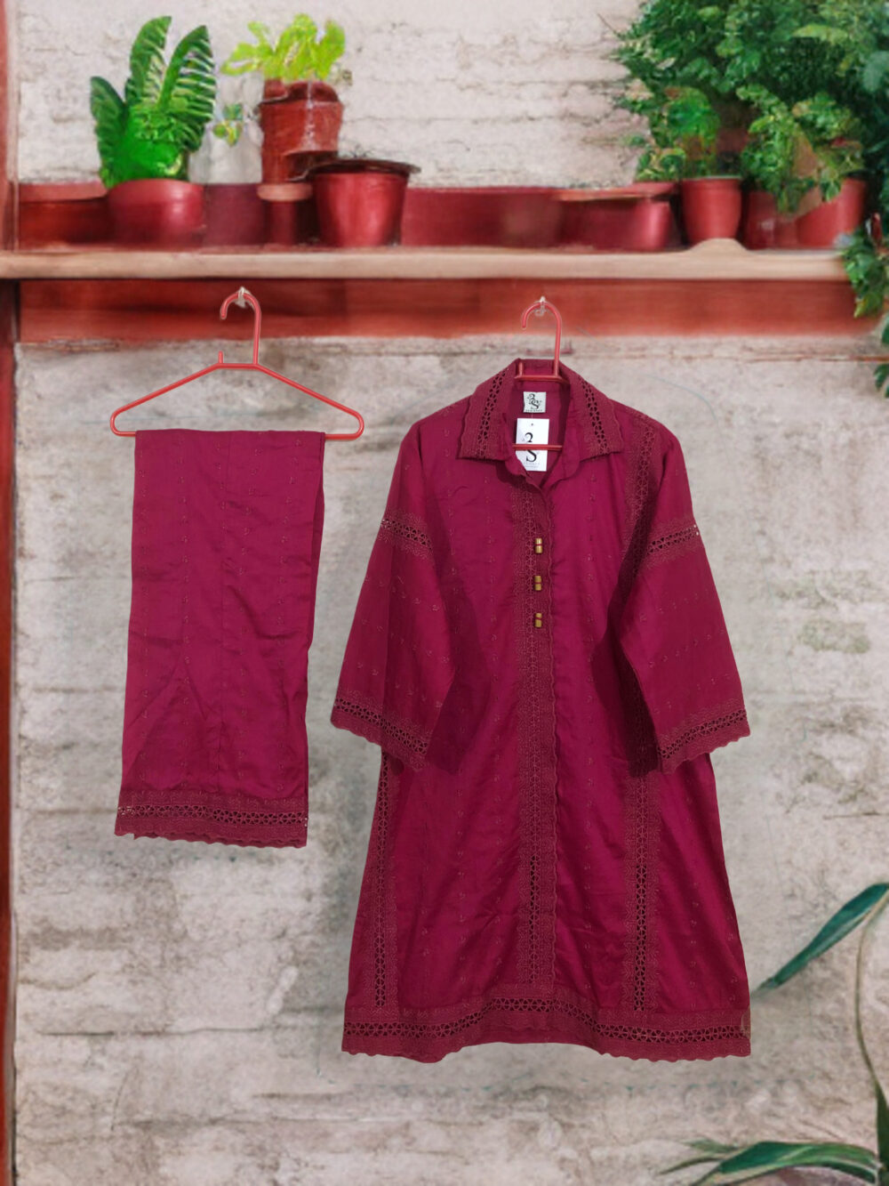 SC-0017 women’s two piece lawn front button chikankari suit - Image 3