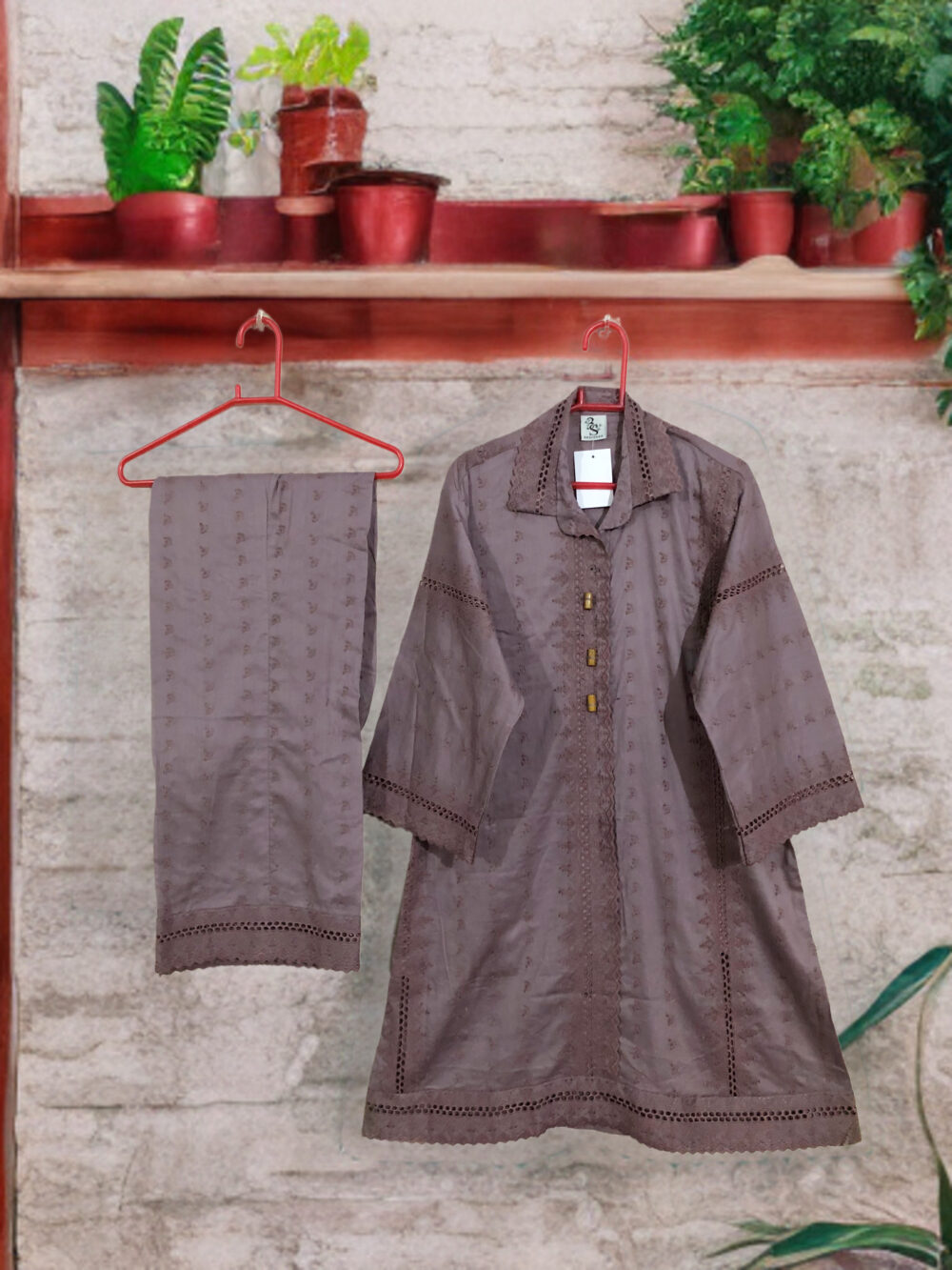 SC-0017 women’s two piece lawn front button chikankari suit - Image 6