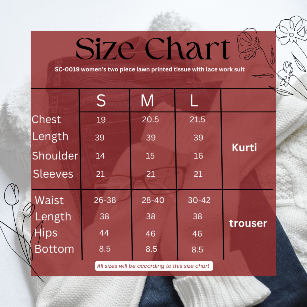 SC-0019 women’s two piece lawn printed tissue lace work suit - Image 4