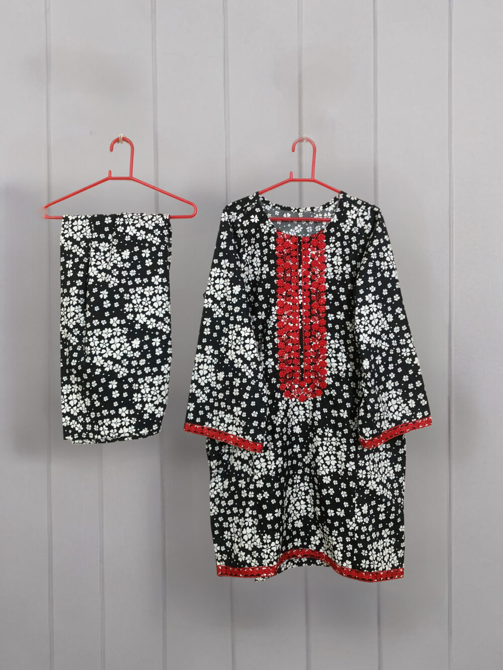 SC-0022 Women’s two piece lawn embroidered kurti with farshi shalwar suit