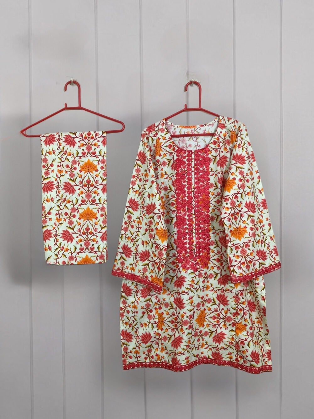SC-0022 Women’s two piece lawn embroidered kurti with farshi shalwar suit - Image 2