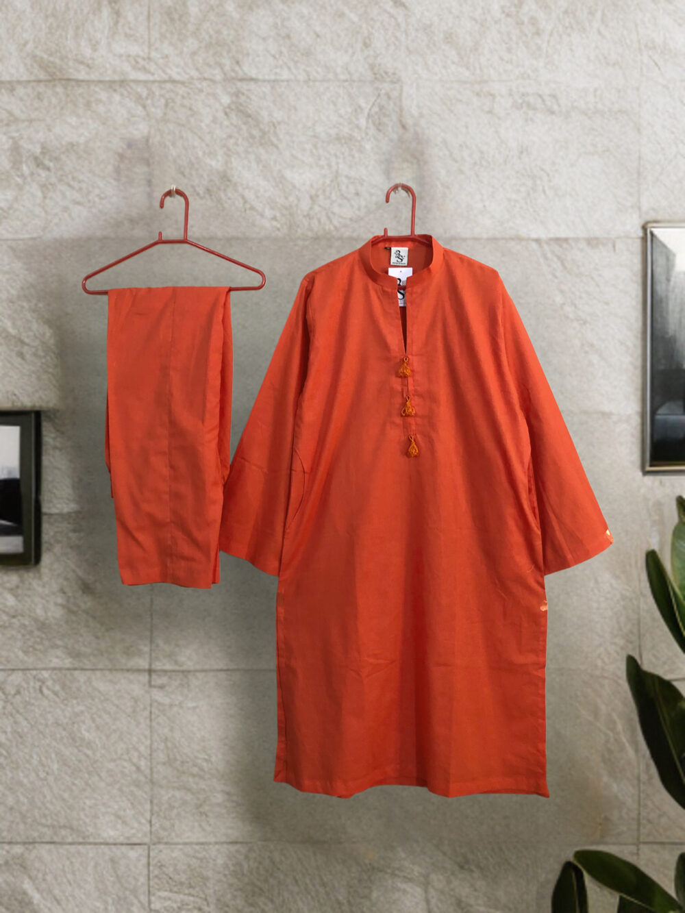 SC-0026 Women’s two piece lawn solid front tussle with side pockets suit - Image 3