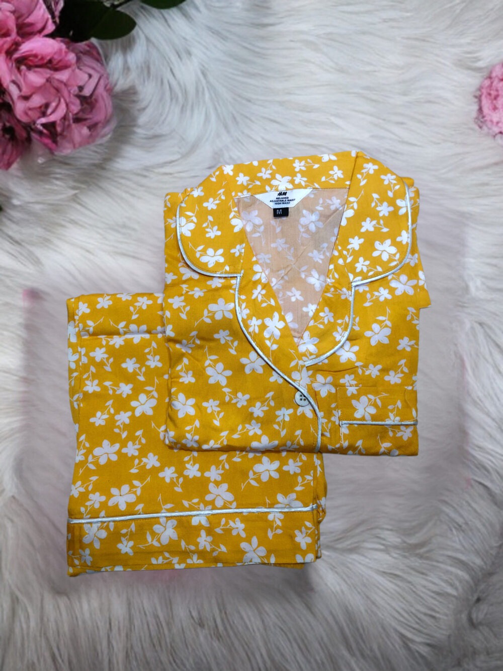 TC-0009 Women’s two piece linen night wear / pajamas suit - Image 3