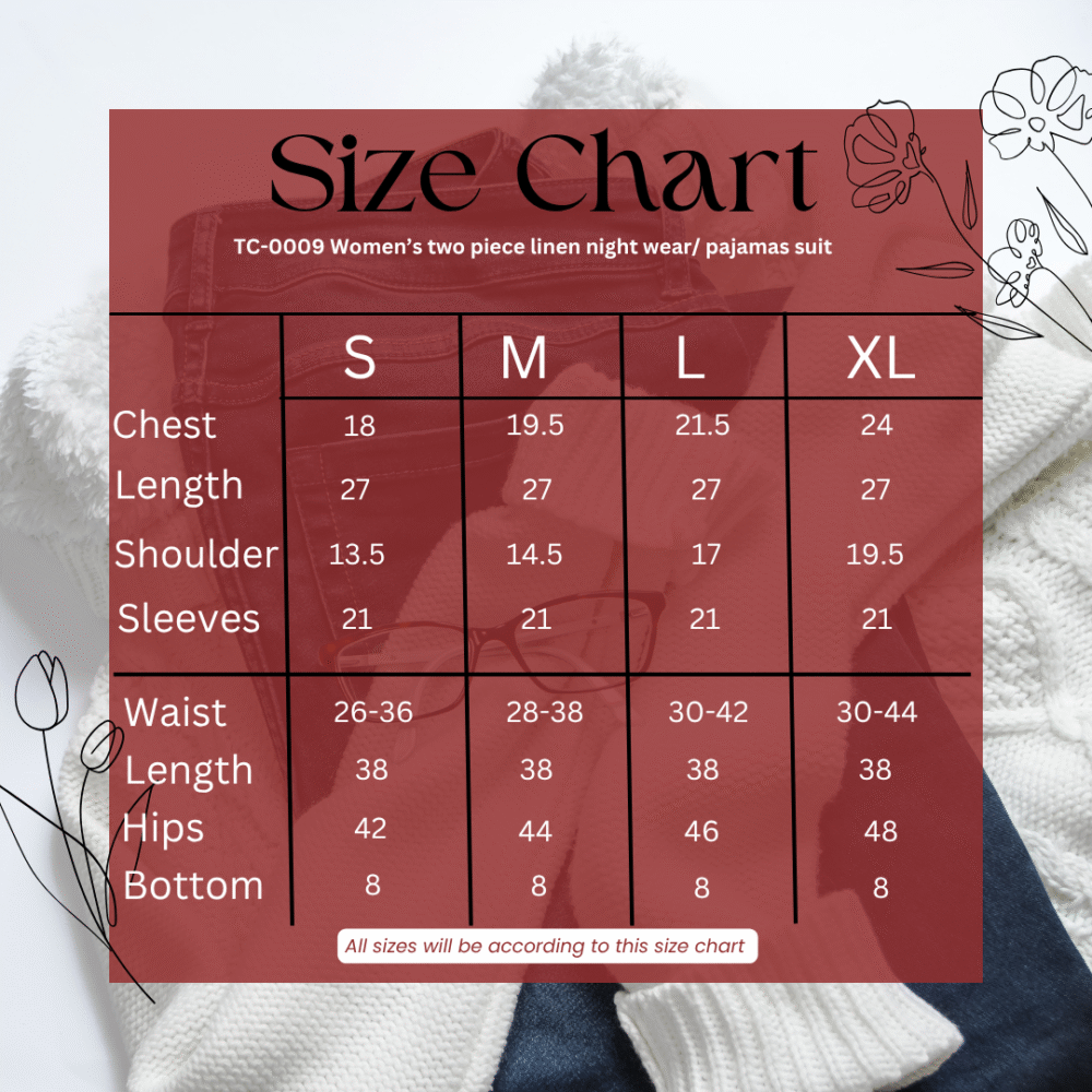 TC-0009 Women’s two piece linen night wear / pajamas suit - Image 8