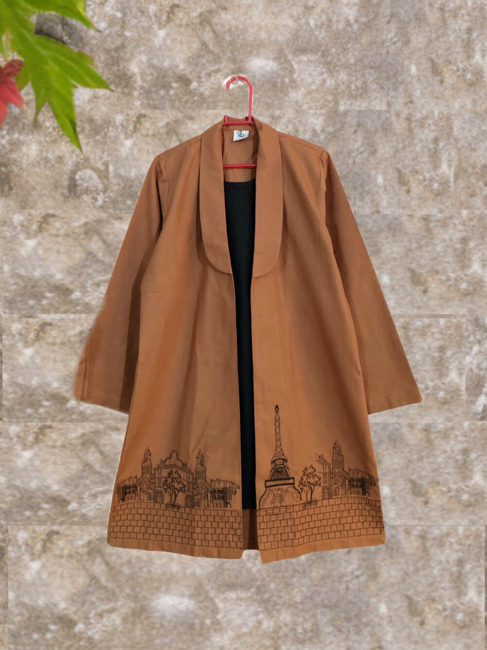 WC-0011 women’s Irish cotton embroidered coat with attached inner - Image 2