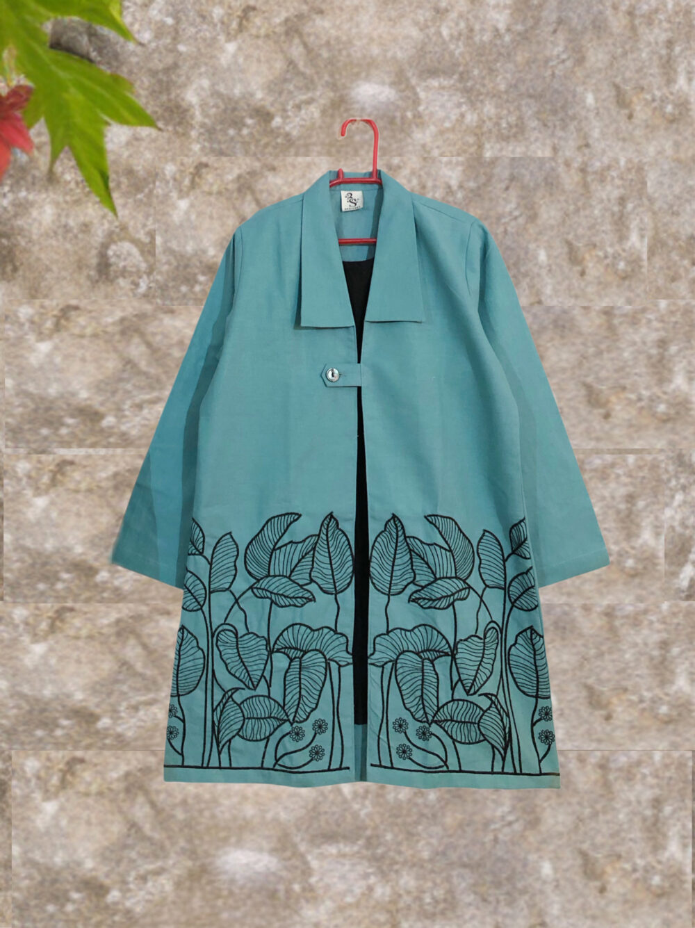 WC-0011 women’s Irish cotton embroidered coat with attached inner - Image 3