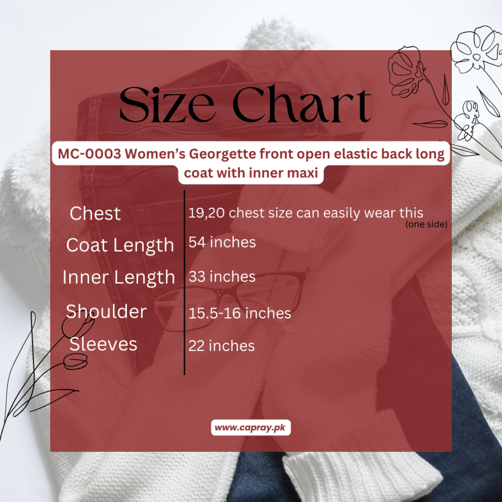 MC-0003 Women’s georgette front open elastic back long coat with inner maxi - Image 6