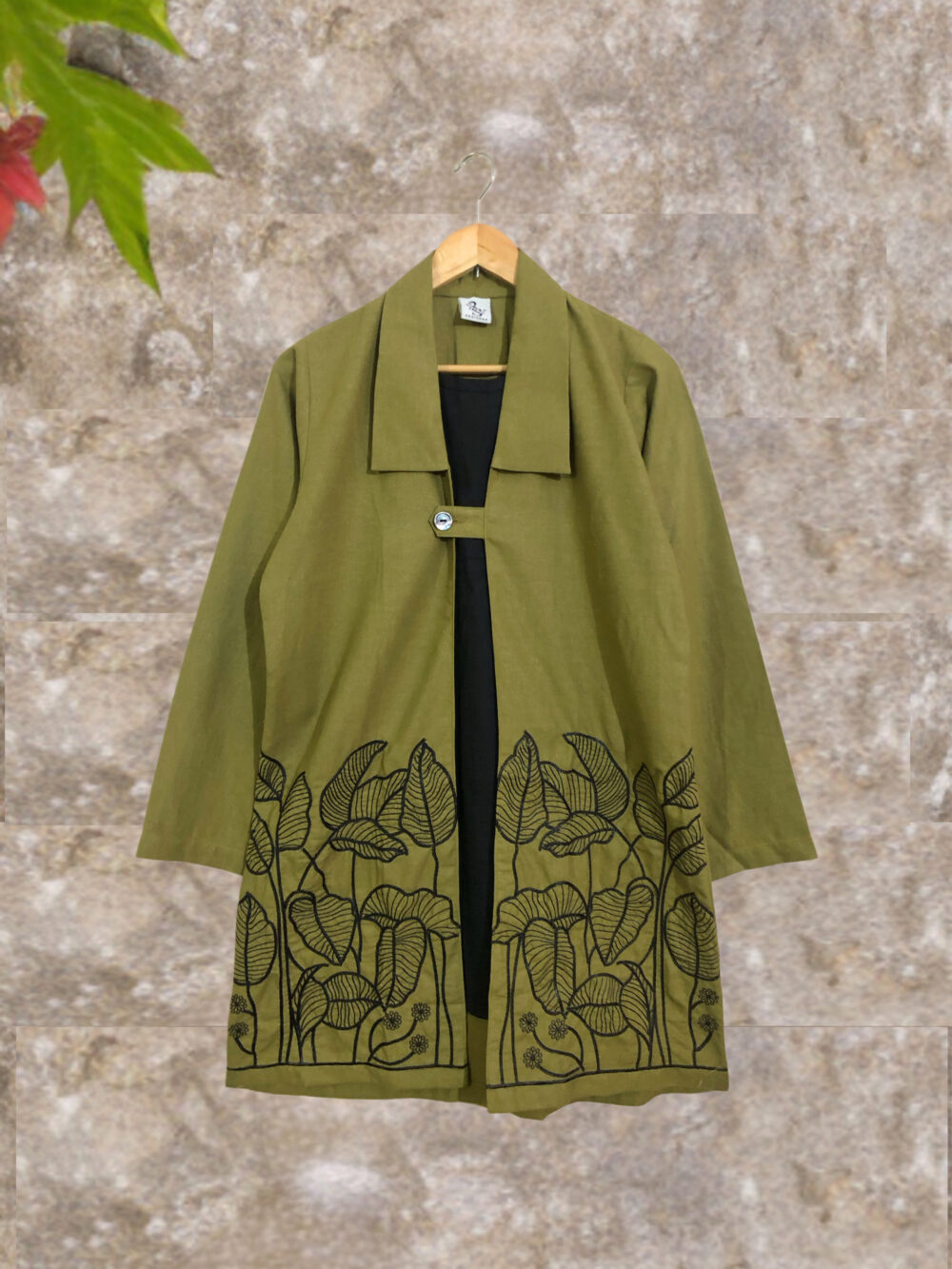 WC-0011 women’s Irish cotton embroidered coat with attached inner