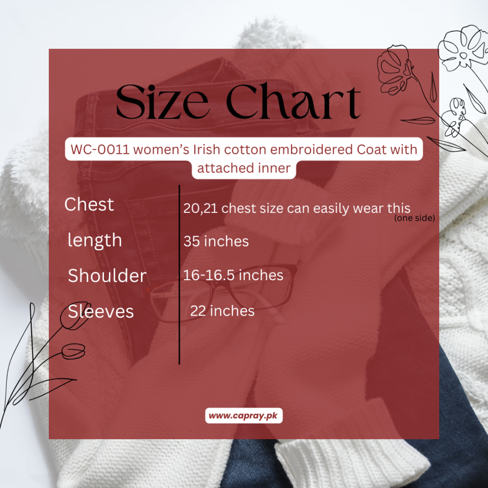 WC-0011 women’s Irish cotton embroidered coat with attached inner - Image 4
